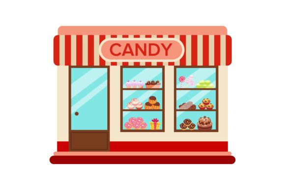 Download Candy Store. Shop and Cafe Exterior. Vec - Can Collection
