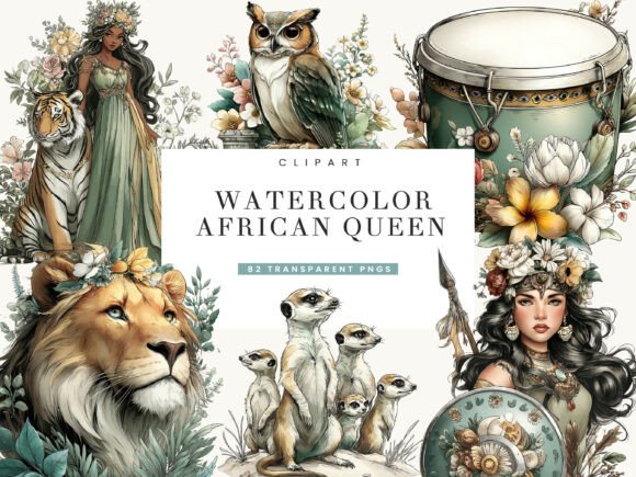 Download Watercolor African Queen Clipart - Can Collection