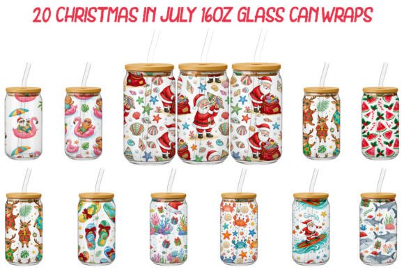 Download Christmas in July 16oz Glass Can Wraps - Can Collection