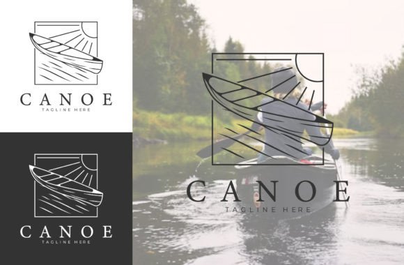 Download Canoe or Kayaking Line Art Logo Vector - Can Collection