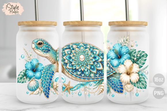 Download Sea Turtle Summer 16 Oz Glass Can Wrap - Can Collection