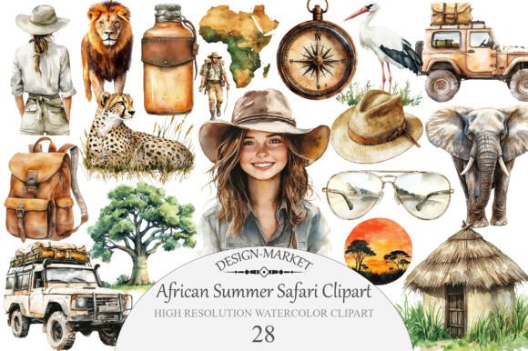 Download Watercolor African Summer Safari Clipart - Can Collection