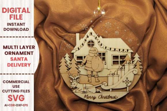 Download Santa Delivering Gifts Ornament - Gifts Collection