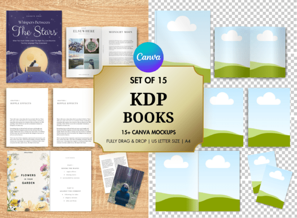 Download 15 KDP Book Mockup Canva Templates - Can Collection
