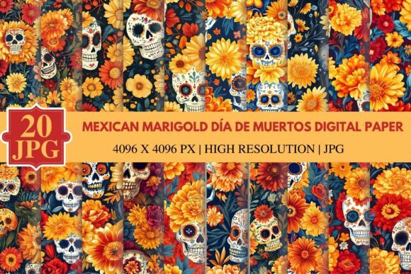 Download Mexican Marigold Día De Muertos Digital - Can Collection