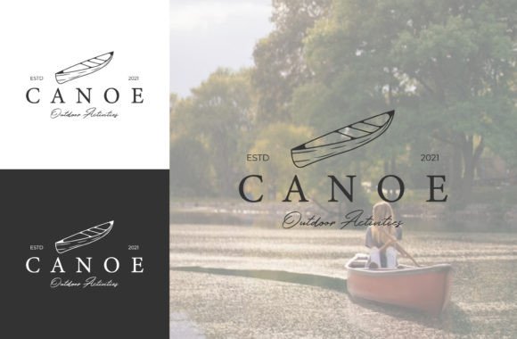 Download Canoe Boat Line Art Logo Vector Vintage - Can Collection