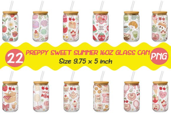 Download Preppy Sweet Summer 16oz Glass Can Wrap - Can Collection