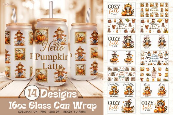 Download Cozy Fall Glass Can Wrap Sublimation PNG - Can Collection