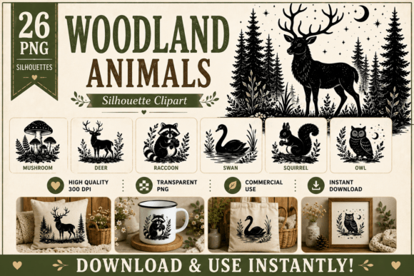 Download Cottagecore Woodland Animals Silhouette - Premium Resources